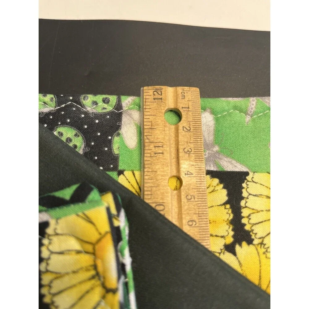 12pc Quilted Yellow Flowers Dragonfly Placemats Napkins Coasters Amish Made New